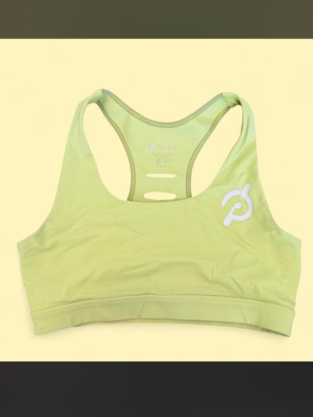Peloton Neon Yellow Cutout Racerback Sports Bra Size Large